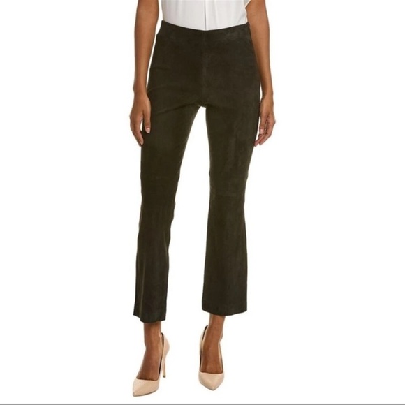 Vince Pants - Vince. Brown Stretch Suede Split Hem Crop Pant Size Large Chic Lamb Leather